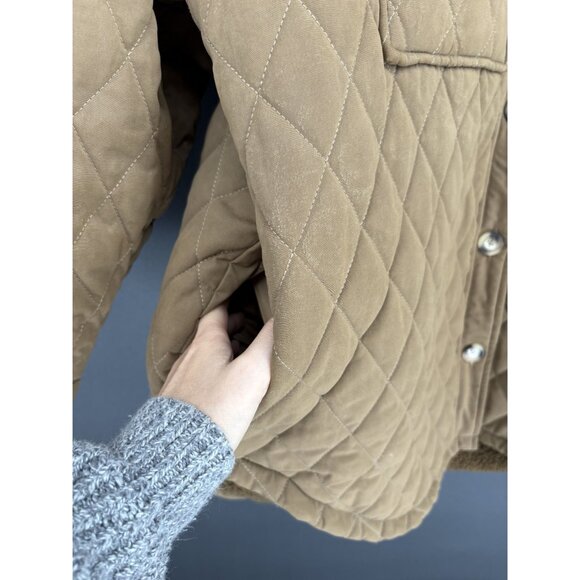 Good American Women's Oversized Quilted Shacket 3/4 (L/XL) Light Brown Outdoor - Picture 4 of 13